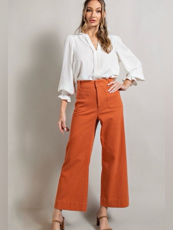 Pants - NWT Bagatelle Cropped Cotton Wide Leg Twill Pants Sedona